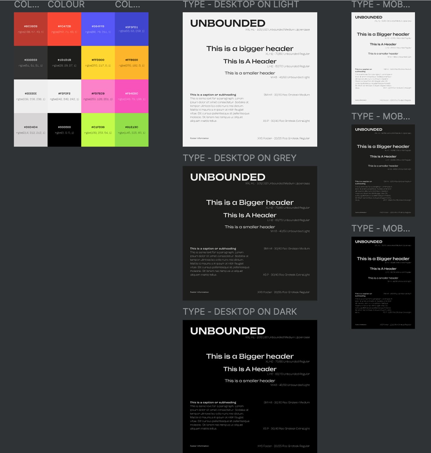 colour and font design system screenshot