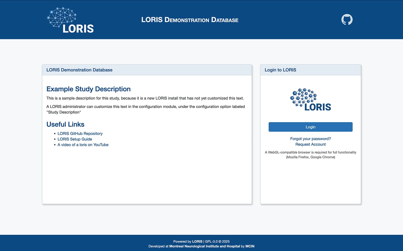 improved design of loris login page