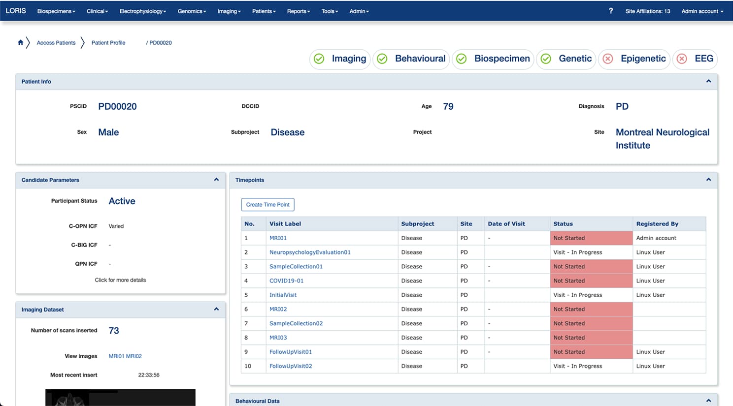 screenshot of patient profile page after changes